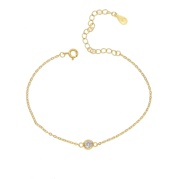 NEW 18k Yellow Gold | 925 Sterling Bezel Set Diamond Solitaire Bracelet - Picture 10 of 16